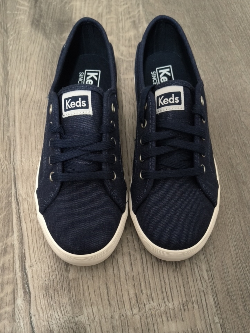 Keds Navy Canvas Lace-Up Sneakers with White Soles